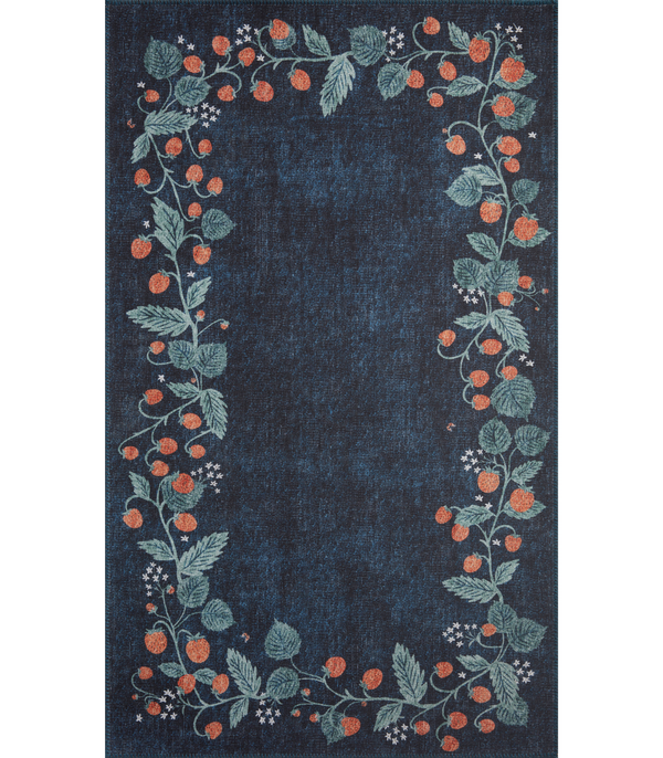 Alfombra Atelier 02 Strawberries Navy Rifle Paper Co. x Loloi (60X153)