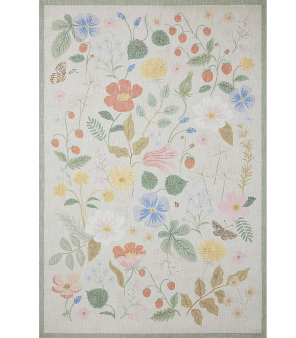 Alfombra Cotswolds 01 Strawberry Fields Ivory Rifle Paper Co. × Loloi (229x290)