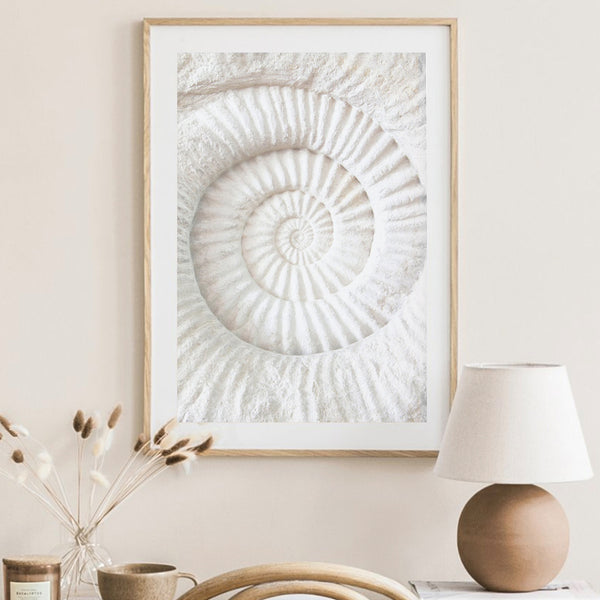 Cuadro espiral para pared con marco de madera de mañío e impresión fine art con vidrio